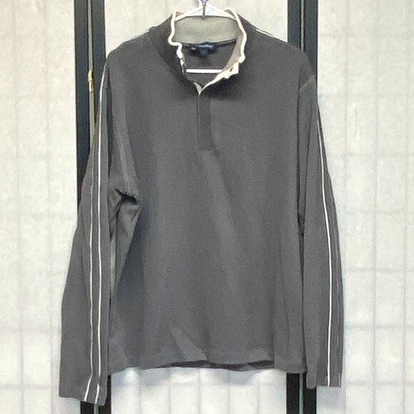 Hathaway Other - Hathaway Long Stripe Sleeve Ribbed Mock Turtleneck 1/4 Snap Neck Sweater Grey XL